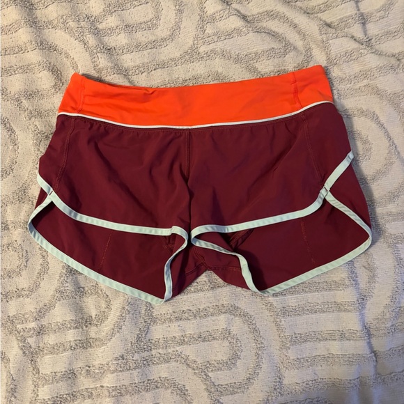 Lululemon Speed Up Low Rise Orange and Burgundy Athletic Shorts, Sz 6 - Picture 1 of 3